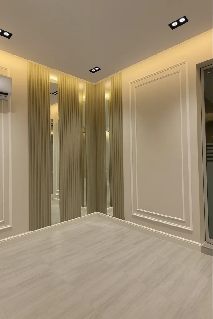 ديكور داخلي أنيق من تنفيذ صباغين الدمام مع مرايا وفواصل مضيئة