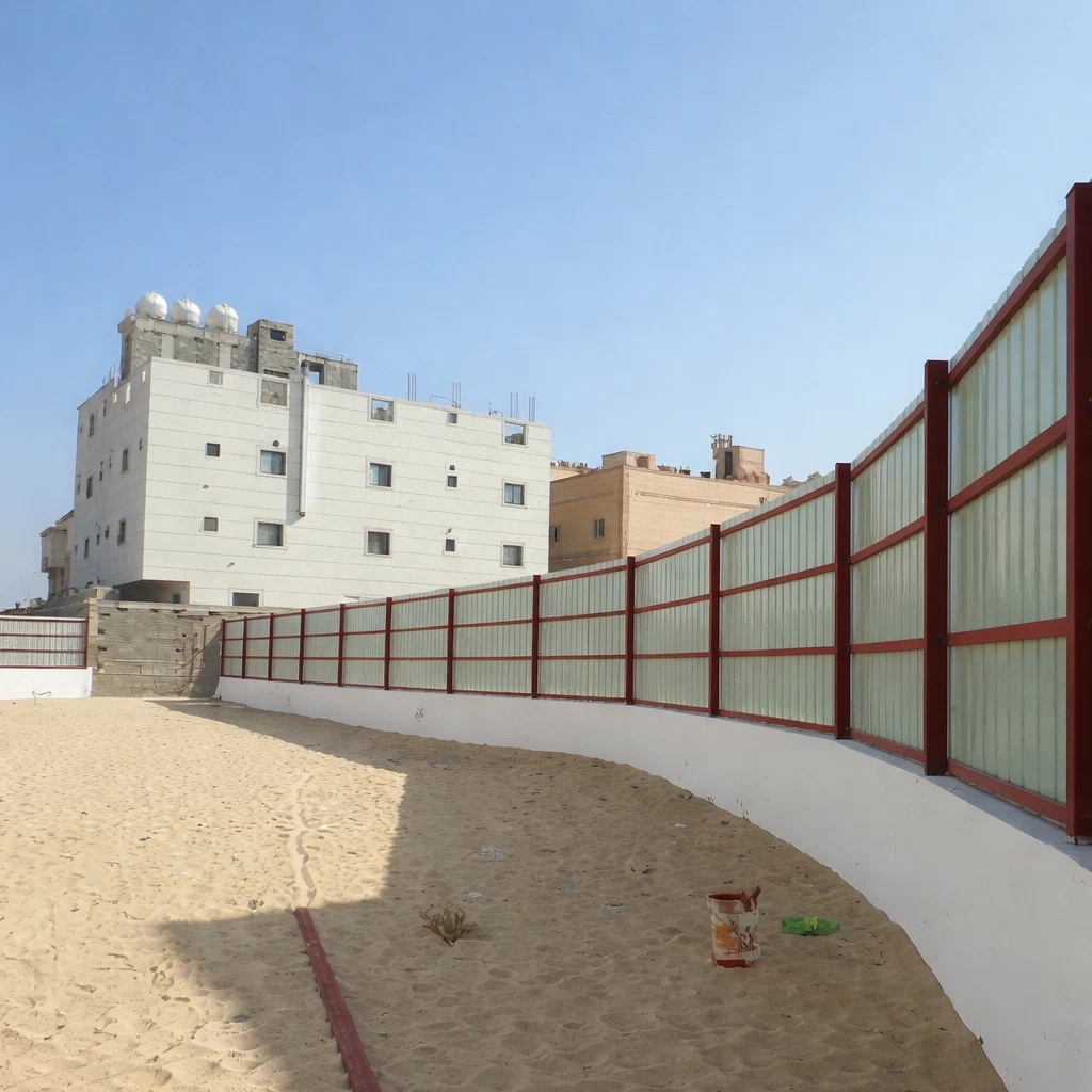 سواتر الدمام تنفيذ ساتر حجري فوقه ساتر حديد