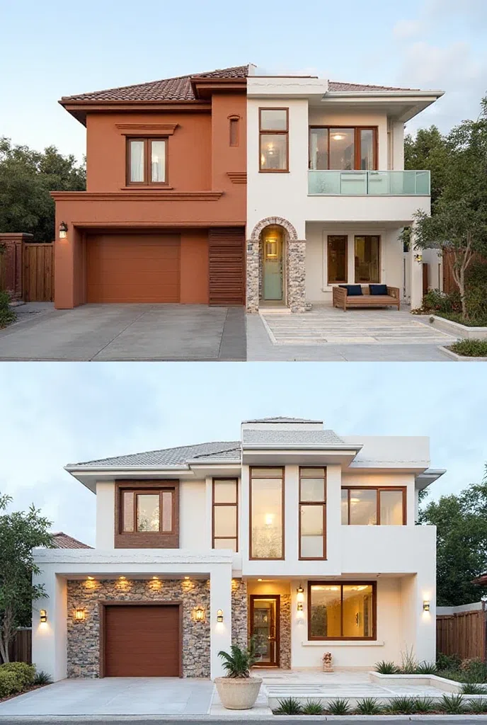 تحول مذهل لواجهة منزل قبل وبعد الترميم: من ألوان تقليدية وتصميم قديم إلى مظهر 'مودرن' فاخر