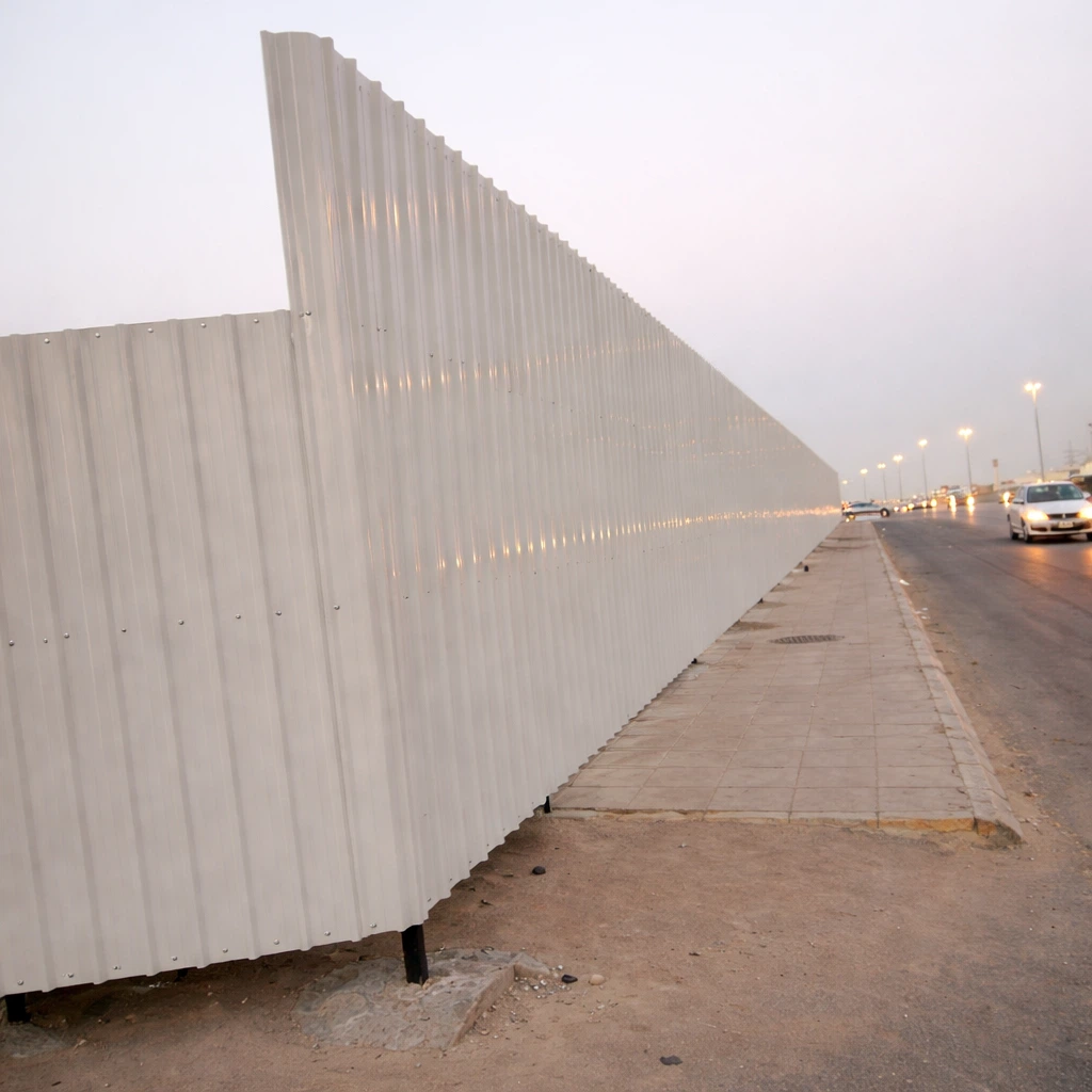 ساتر شينكو أبيض مؤقت بطول شارع رئيسي